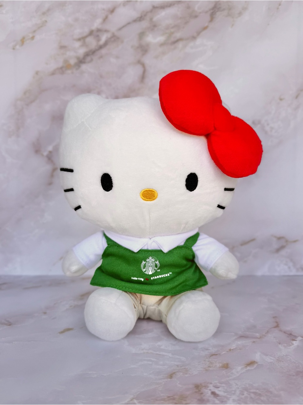 Starbucks Hello Kitty Plush in Green Apron with Red Bow